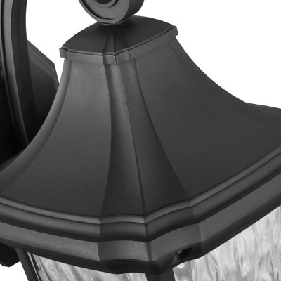 Black Dimmable Outdoor Lantern with Water Glass Shade