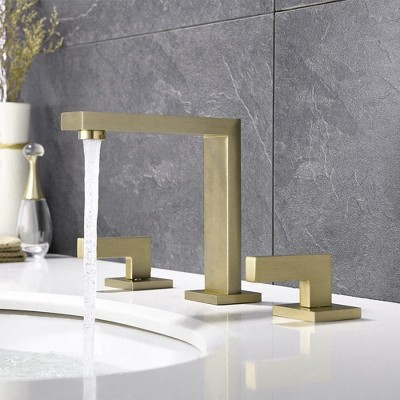 Munora Widespread Brushed Gold Bathroom Sink Faucet Double Handle Solid Brass
