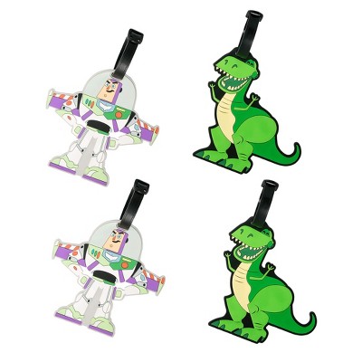 Disney Toy Story Luggage Tags Gifts Rex and Buzz Lightyear PVC Travel Tags Gifts - Set of 4
