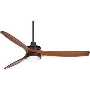52" Casa Vieja Rustic Farmhouse 3 Blade Indoor Ceiling Fan with Dimmable LED Light Remote Control Matte Black Walnut Solid Wood for Living Room House - 1 of 4