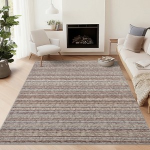 Washable Runner Rug for Hallway, Non-Slip Striped Modern Kitchen Rug Non-Shedding Low Pile Soft Carpet - 1 of 4