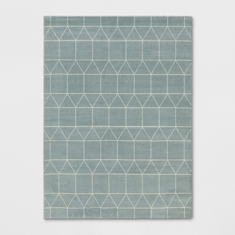 9'2inx12' Elle Linear Grid Woven Area Rug Aqua - Project 62™