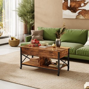 Coffee Table, 41.3" Lift Top Coffee Table with 4 Wheels, Hidden Compartment, Storage Shelf and Lift Tabletop - 1 of 4