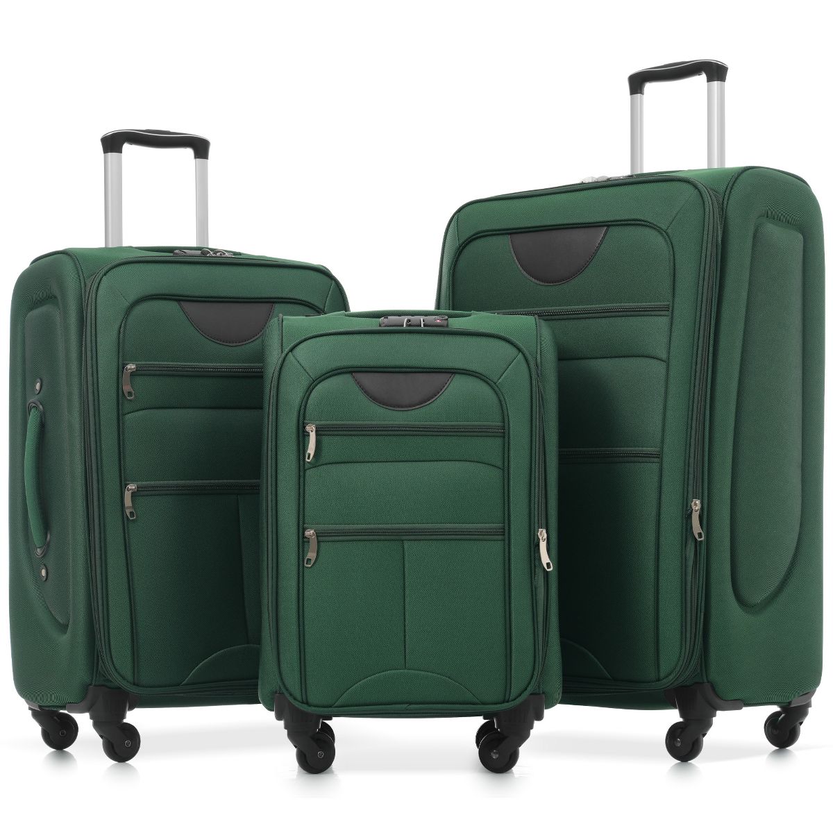 Polibi Softside Luggage Expandable Set of 3, 22"/26"/30" Lightweight Upright Spinner Suitcase - thumbnail 2