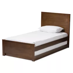 Twin Catalina Modern Classic Mission Style Finished Wood Platform Bed with Trundle - Baxton Studio