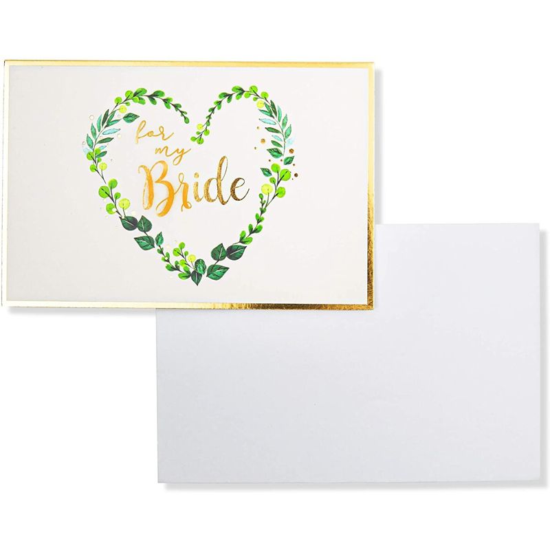 Pipilo Press 2 Wedding Vow Books with 2 Greeting Cards Set, Garland Wreath Heart Print, 2 of 10