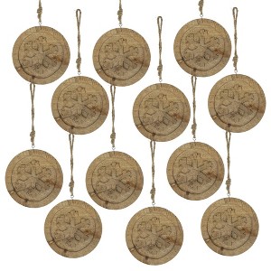 Whisen Wooden Hanging Circle With Snowflake Cut, Decorative Hanging Christmas Tree Ornaments, Set of 12 - Multicolor - 1 of 4