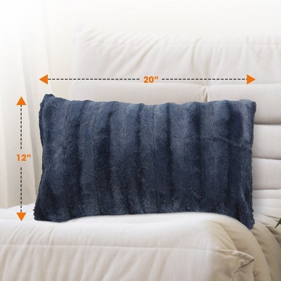 Luxurious Blue Faux Fur Throw Pillow Set of 2