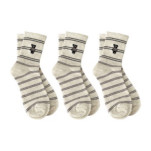 Anna-Kaci Women's 3-Pair Pack Cotton Blend Crew Socks with Cute Dogs Embroidery Design - 1 of 4