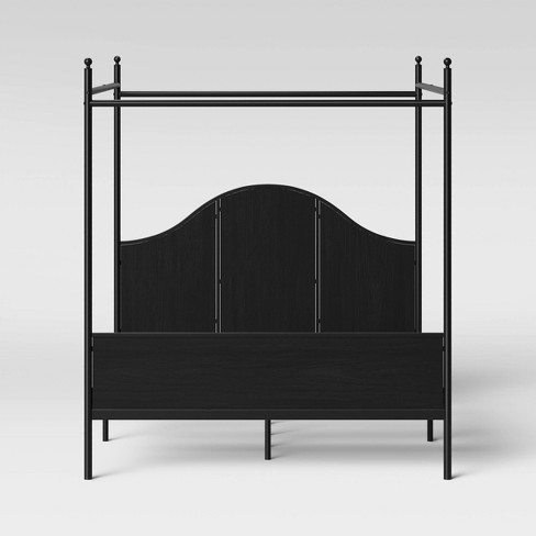 Little Seeds Sparrow Canopy Bed With Storage Black Ivory Full Size Walmart Com Walmart Com