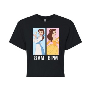 Women's - Disney Princess - Belle Day And Night Wear Cropped Graphic T-Shirt - 1 of 4