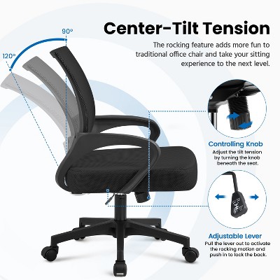 Yaheetech Black Mesh Mid-Back Swivel Office Chairs, Set of 2