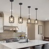 PAKOKULA 1-Light Matte Black Pendant Light with Open Metal Circle Cage and Clear Glass Shade - 3 of 4