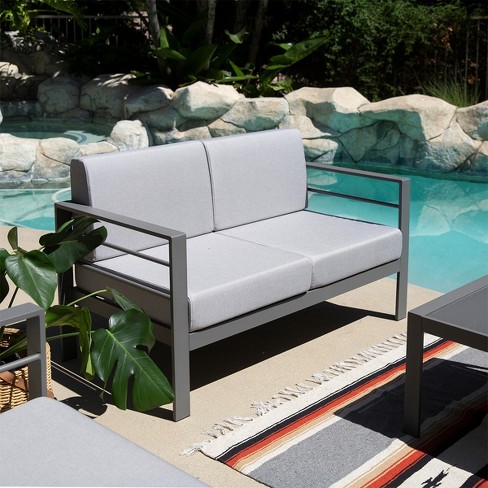 3-seat Outdoor Patio Sofa Couch Chair Patio Aluminum 5 Thick Cushions  (grey) : Target