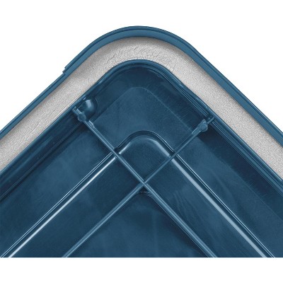 Navy 74 Quart Stackable Plastic Storage Bin with Buckle Lid