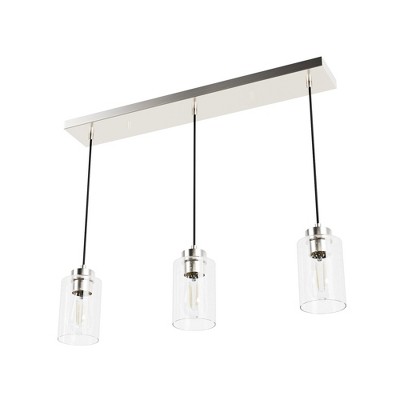 Hartland Seeded Glass 3-Light Brushed Nickel Linear Pendant