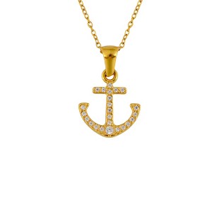 Anna-Kaci Crystal Rhinestone Gold and Silver Tone Anchor Pendant Necklace for Nautical Themed - 1 of 4