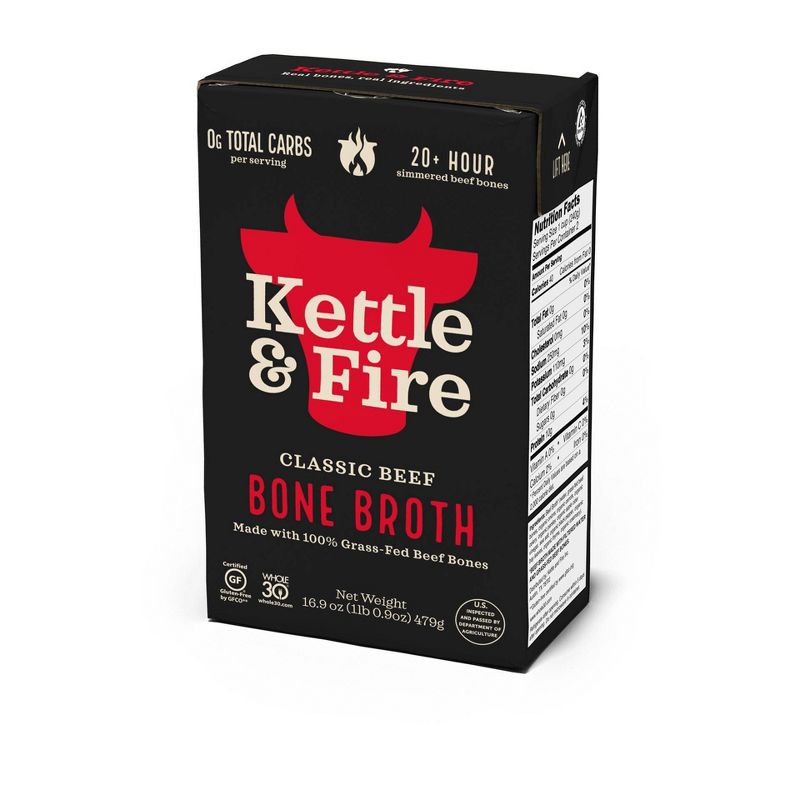 Kettle &#38; Fire Gluten Free Beef Bone Broth - 16.9oz, 1 of 11