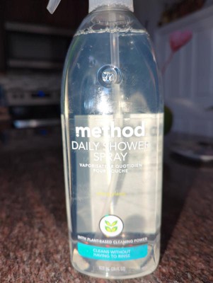 Method Daily Shower Cleaner Spray; Plant-Based & Biodegradable Formula;  Spray and Walk Away - No Scrubbing Necessary; Eucalyptus Mint Scent; 828 ml
