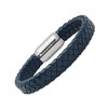 Steeltime Men's blue leather braided bracelet with stainless steel clasp - 2 of 4