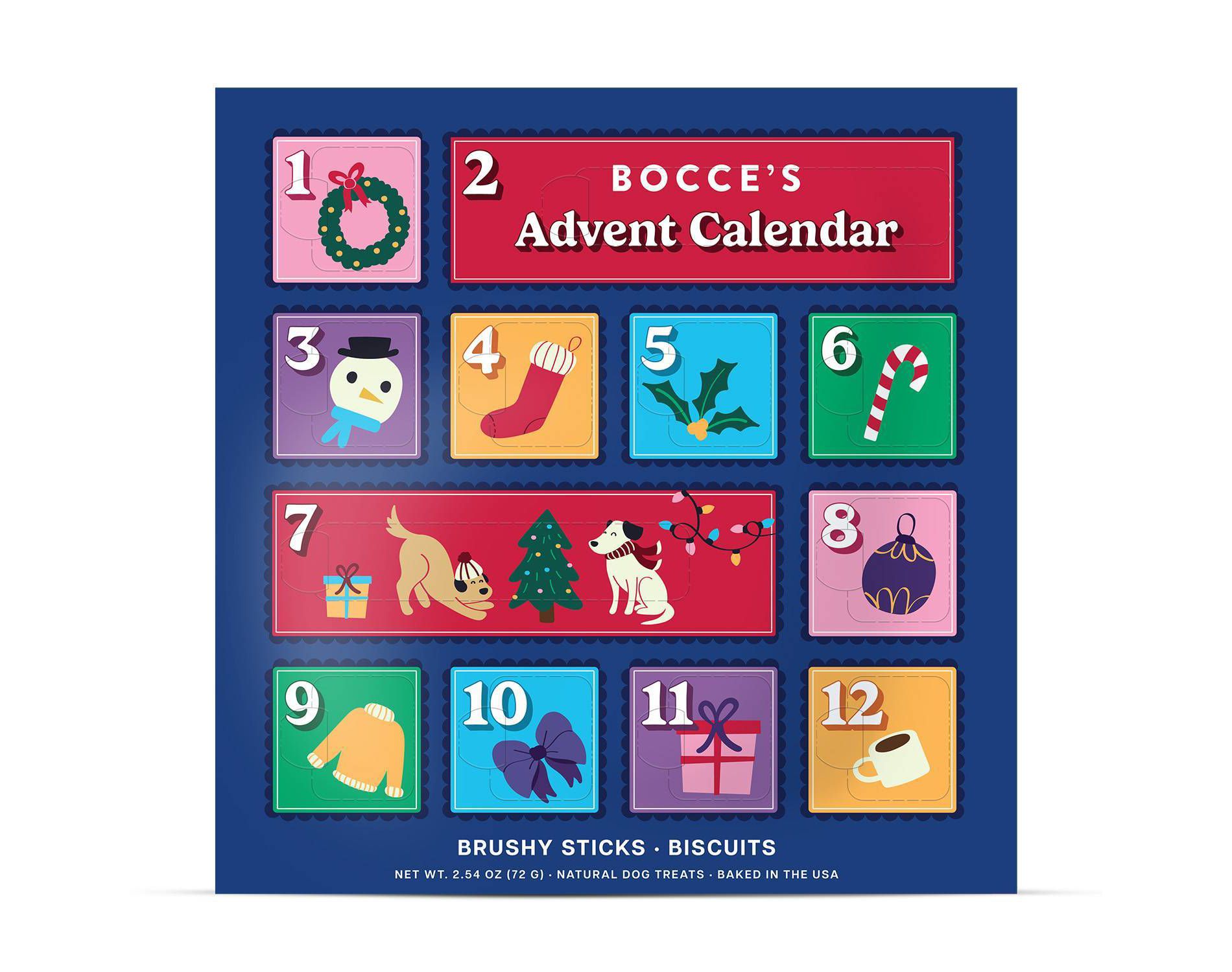 Bocce's Bakery Advent Calendar Variety Pack Flavor Dental, Hard and Crunchy Dog Treats - 2.54oz