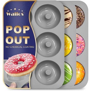 JDICTION Non-Stick Silicone Donut Pan Set of 3, Heat Resistant Mold for Baking Donuts, Cakes & Bagels, BPA Free & Dishwasher Safe - 1 of 4