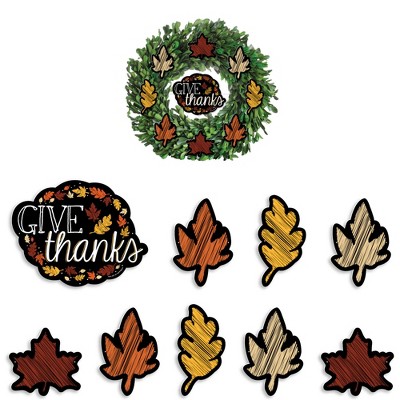 Big Dot of Happiness Give Thanks -  Thanksgiving Party Front Door Decorations - DIY Accessories for Wreath - 9 Pieces