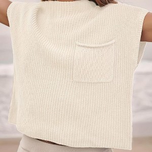 Women's Mock Neck Sleeveless Sweater Vest Casual Cap Sleeve Knit Pullover Tank Tops 2025 Spring Summer Clothes - 1 of 2