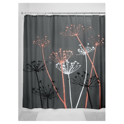 coral gray shower curtain