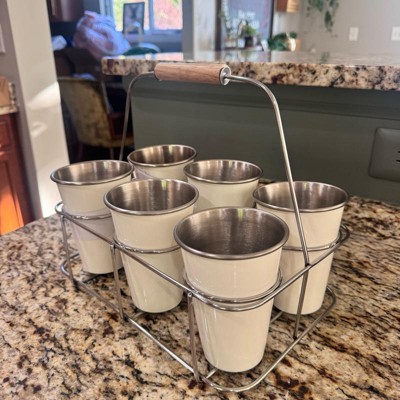 Metal and Rubberwood Caddy Sour Cream - Hearth & Hand™ with