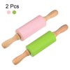 Unique Bargains Silicone Smooth Non-Stick Wooden Handle Kitchen Rolling Pin 2 Pcs - 3 of 4