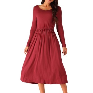 Seta T Women's V Neck Long Sleeve High Waist Dress - 1 of 4