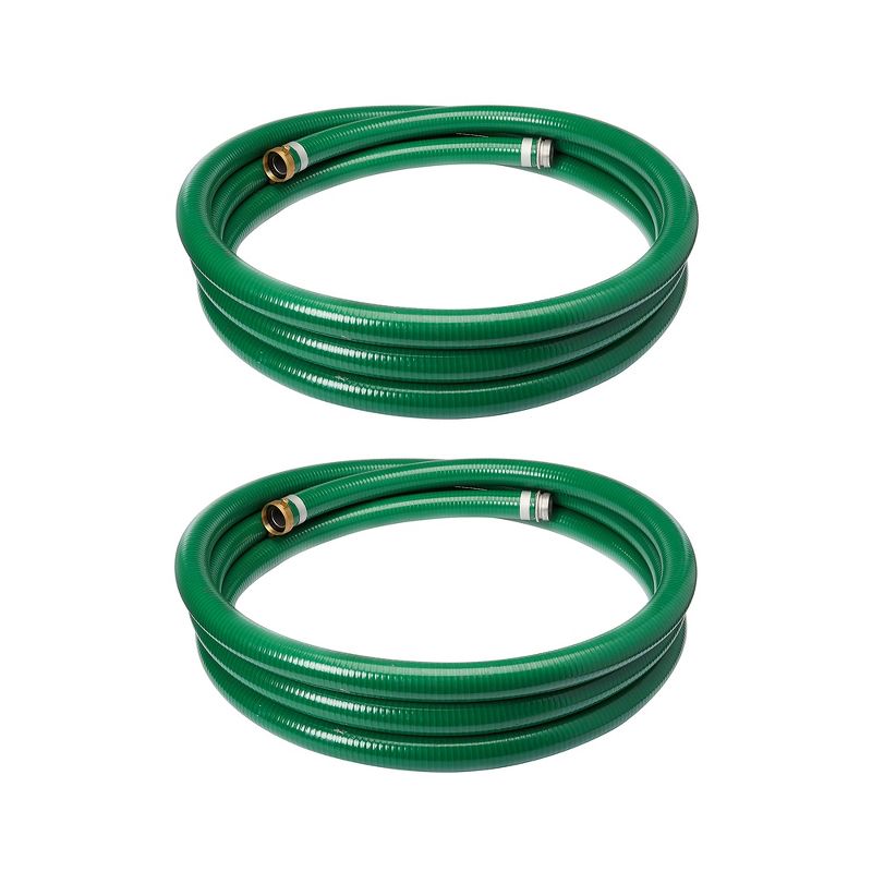 Apache 98128010 1.5" Diameter 20' Long PVC Flexible Style G Pool Sump-Pump Garden Suction/Discharge Hose w/ Aluminum Pin Lug Fittings, Green (2 Pack), 1 of 4