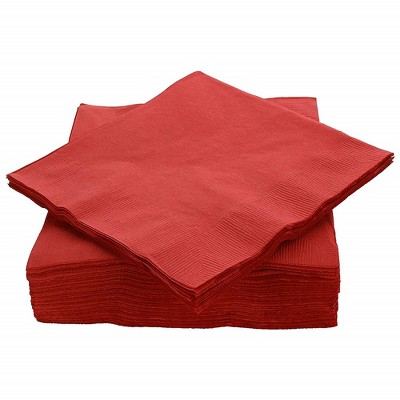 Sparksettings Red Lunch Napkins, 7” X 7” 2 Ply Paper Napkins, Pack Of ...