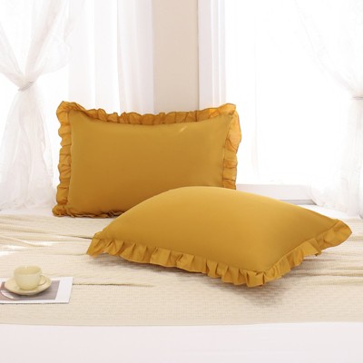 Reversible Pillow Cover – Soft Shabby Chic Ruffled Pillowcases, Wrinkle Resistant, Envelope Closure, Queen/King/Body