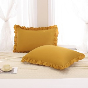 Reversible Pillow Cover – Soft Shabby Chic Ruffled Pillowcases, Wrinkle Resistant, Envelope Closure, Queen/King/Body - 1 of 4