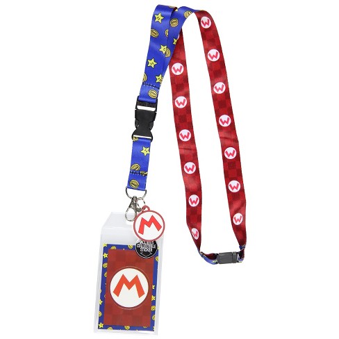 Super Mario Star and Mario Logo Reversible Breakaway Keychain Lanyard ID  Holder Multicoloured