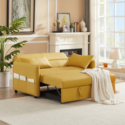 DOMETOUR Leisure Loveseat Sofa for Living Room Bedroom, Convertible Sleeper Sofa Bed with 2 Pillows