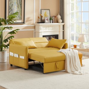 DOMETOUR Leisure Loveseat Sofa for Living Room Bedroom, Convertible Sleeper Sofa Bed with 2 Pillows - 1 of 4