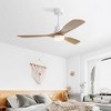 Wanze of Ocean 52 in. Smart White Indoor Solid Wood White Blades Downrod Mount Ceiling Fan with 3-Color Dimmable Light and 3 Downrods - 3 of 4