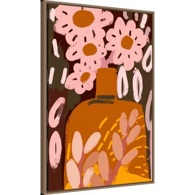 33"x23" Pastel Floral Abstract Canvas Print with Bronze Frame