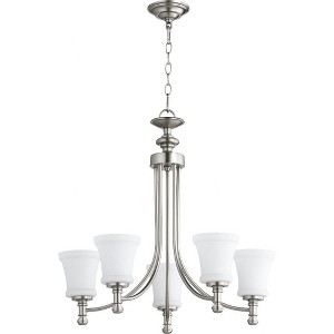 Quorum Lighting Rossington 5-Light Chandelier, Satin Nickel, 25 Width, 25 Height, Glass Material - 1 of 1