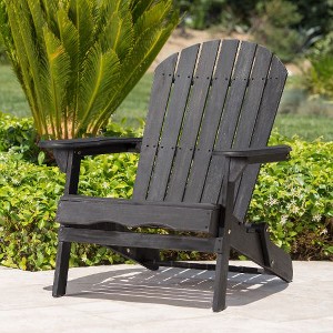 CAVINAS Wooden Folding Adirondack Chair, Rustic Foldable Outdoor Chair with Slatted Design, Portable Camping Chair for Adults, Patio Chair - 1 of 4