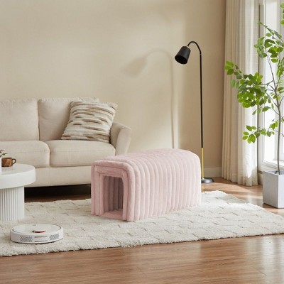 NicBex Storage Bench with Arch hollow Design,Bench with Soft Seat for Living Room,Entryway
