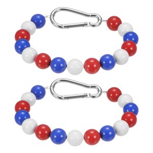 Unique Bargains Stainless Steel Indoor Outdoor Durable Flag Pole Beaded Flagpole Retainer Ring 15 Beads 0.71" Red White Blue - 1 of 4