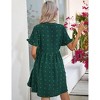 Womens Maternity Dress V Neck Lantern Sleeve Jacquard Dot Pocket Babydoll Baby Shower Dress - 3 of 4