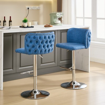 TOAOTBNBOB Modern Bar Stools Set of 2, Adjusatble Counter Height Barstools with Button Tufted Back, Upholstered Bar Chairs for Dining Room
