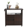 MOEPISY Outdoor Wicker Serving Cart with Wheels - 3 of 4