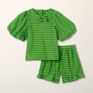 Toddler Adaptive Textured Polka Dot Ruffle 2pc Top and Bottom Set - kate spade new york x Target Green - 1 of 3