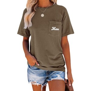 asual Pleated Womens Tee Loose Fit Cotton Top Half Or Three Quarter Sleeve - 1 of 4